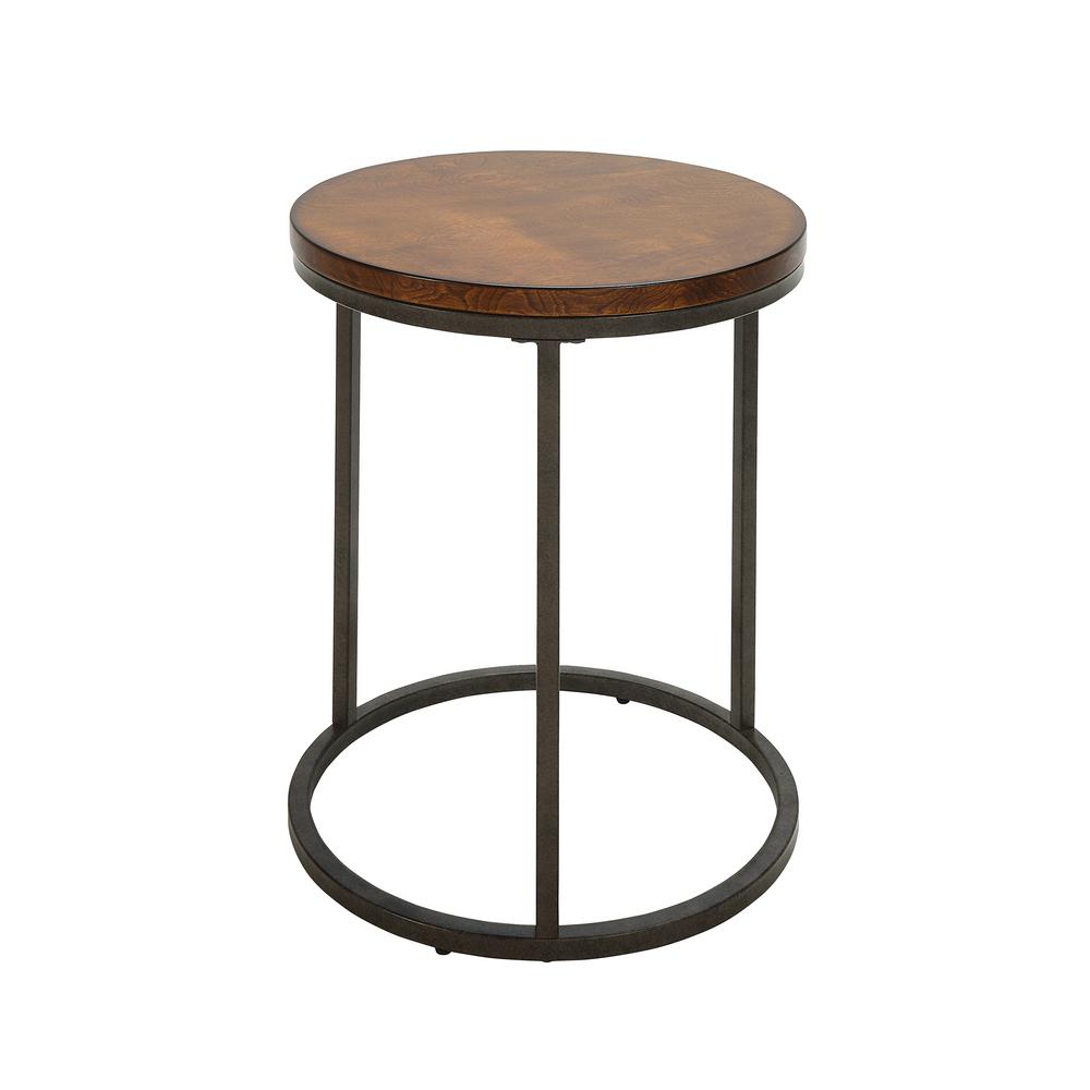Round End Tables Accent The Home Depot Kinston Chestnut And Wood Top Accent Table