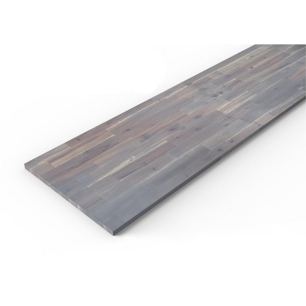 Interbuild Acacia 6 ft. L x 25 in. D x 1 in. T Butcher Block Countertop in Dusk Grey Wood Oil