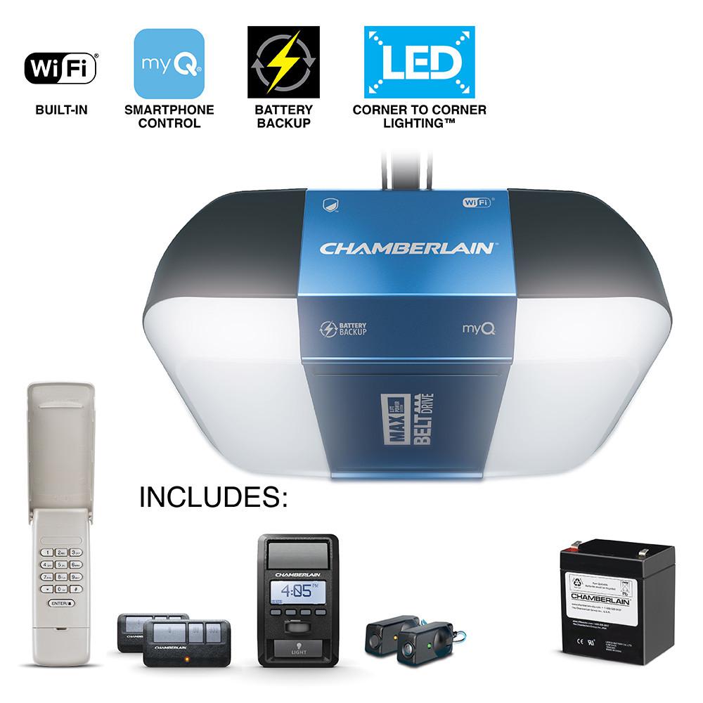 Reviews For Chamberlain 1 1 4 Hp Equivalent Corner To Corner Led Lighting Ultra Quiet Belt Drive Smart Garage Door Opener With Battery Backup B1381 The Home Depot Reviews For Chamberlain 1 1 4 Hp Equivalent Corner To Corner Led Lighting Ultra Quiet Belt Drive Smart Garage Door Opener With Battery Backup B1381 The Home Depot