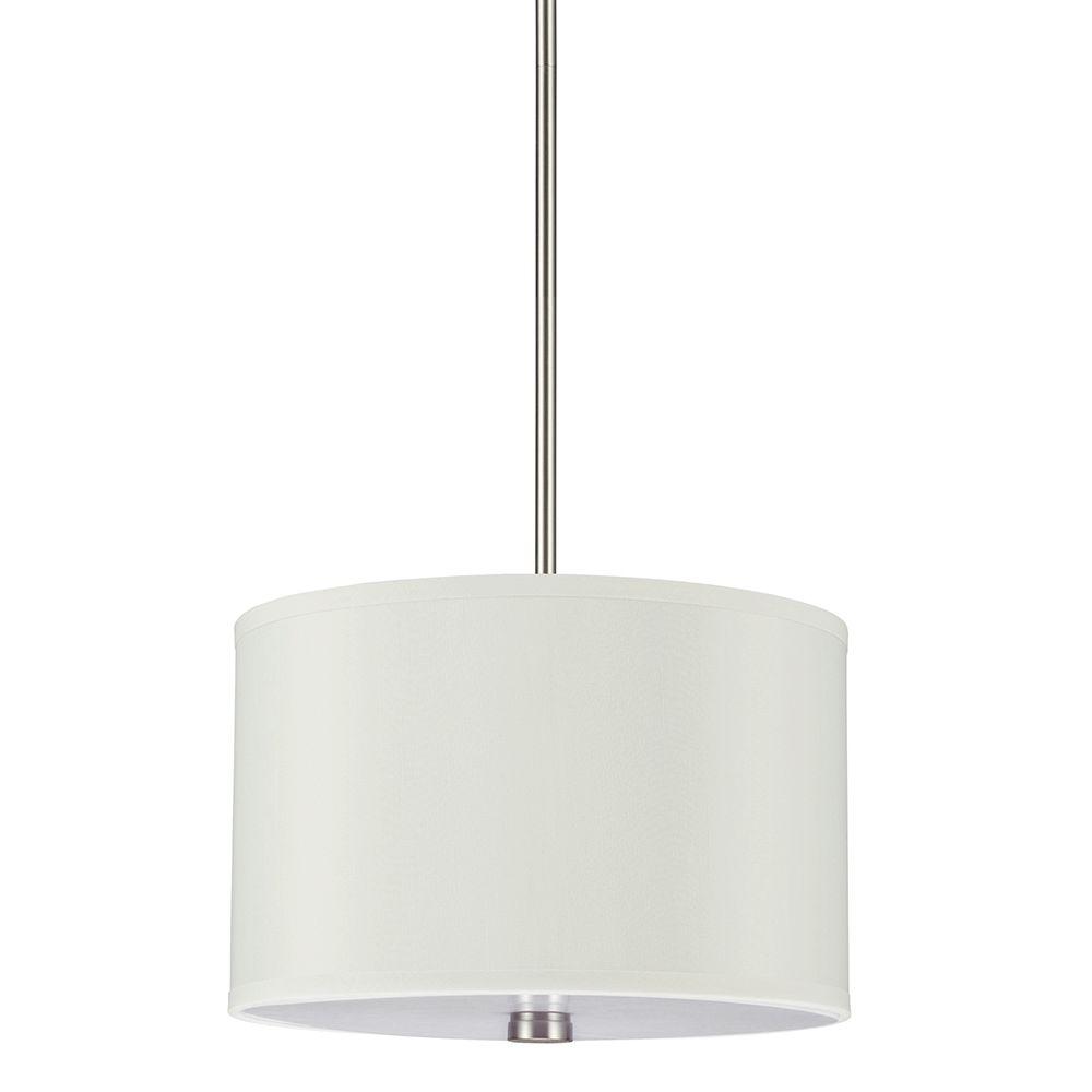 Sea Gull Lighting Dayna Collection 2-Light Brushed Nickel Shade Pendant with Faux Silk Shade