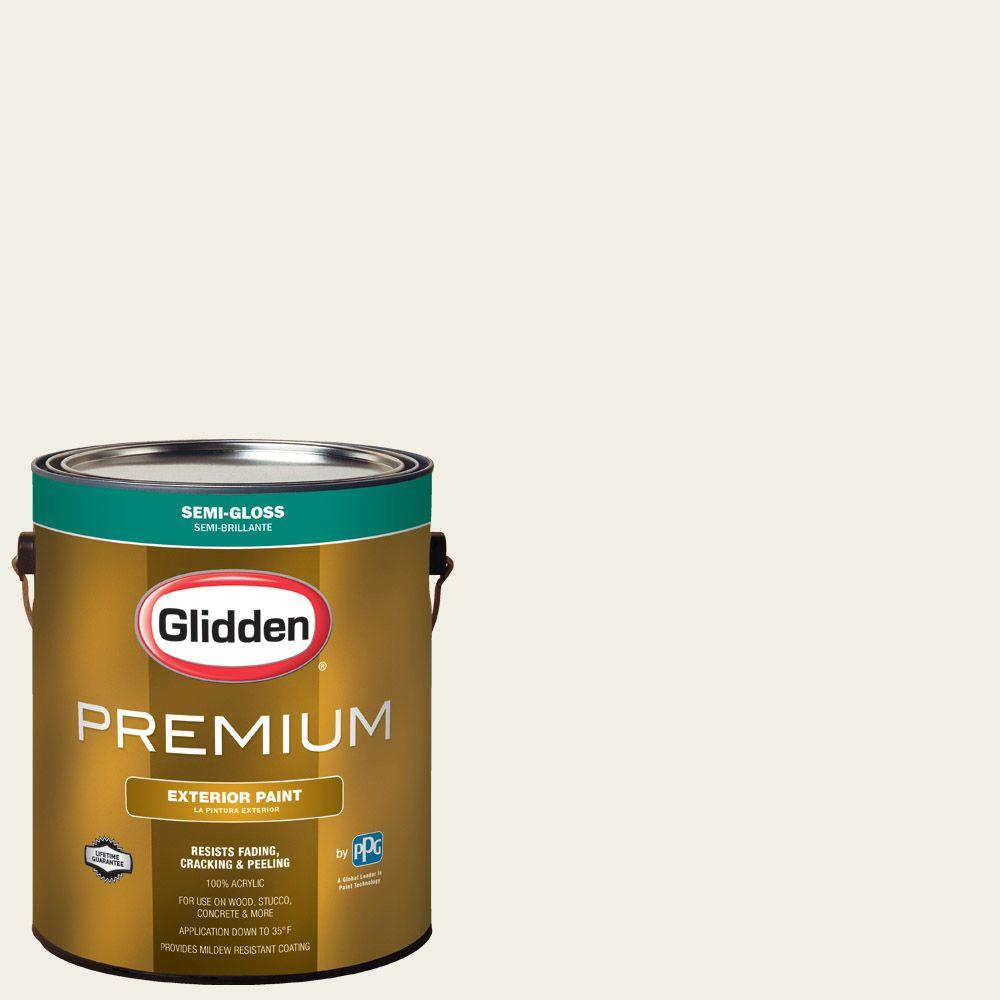 Glidden Premium 1gal. HDGWN30U Fencepost White SemiGloss Latex Exterior PaintHDGWN30UPX01S