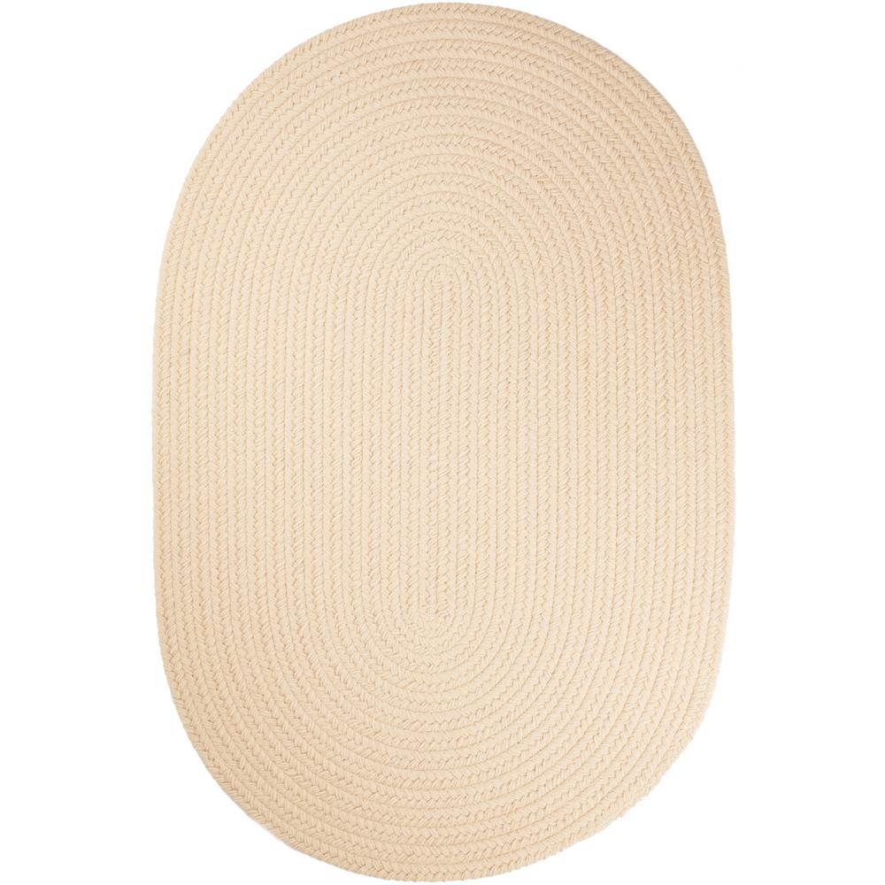 Rhody Rug Texturized Solid Cream Poly 10 Ft X 13 Oval Braided Area