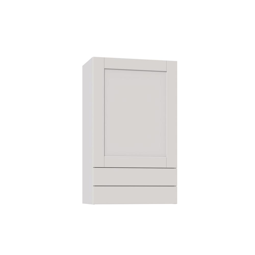 J Collection Shaker Assembled 24x40x14 In Wall Cabinet With Two 5 In Drawers In Vanilla White W2440 2b Ws The Home Depot