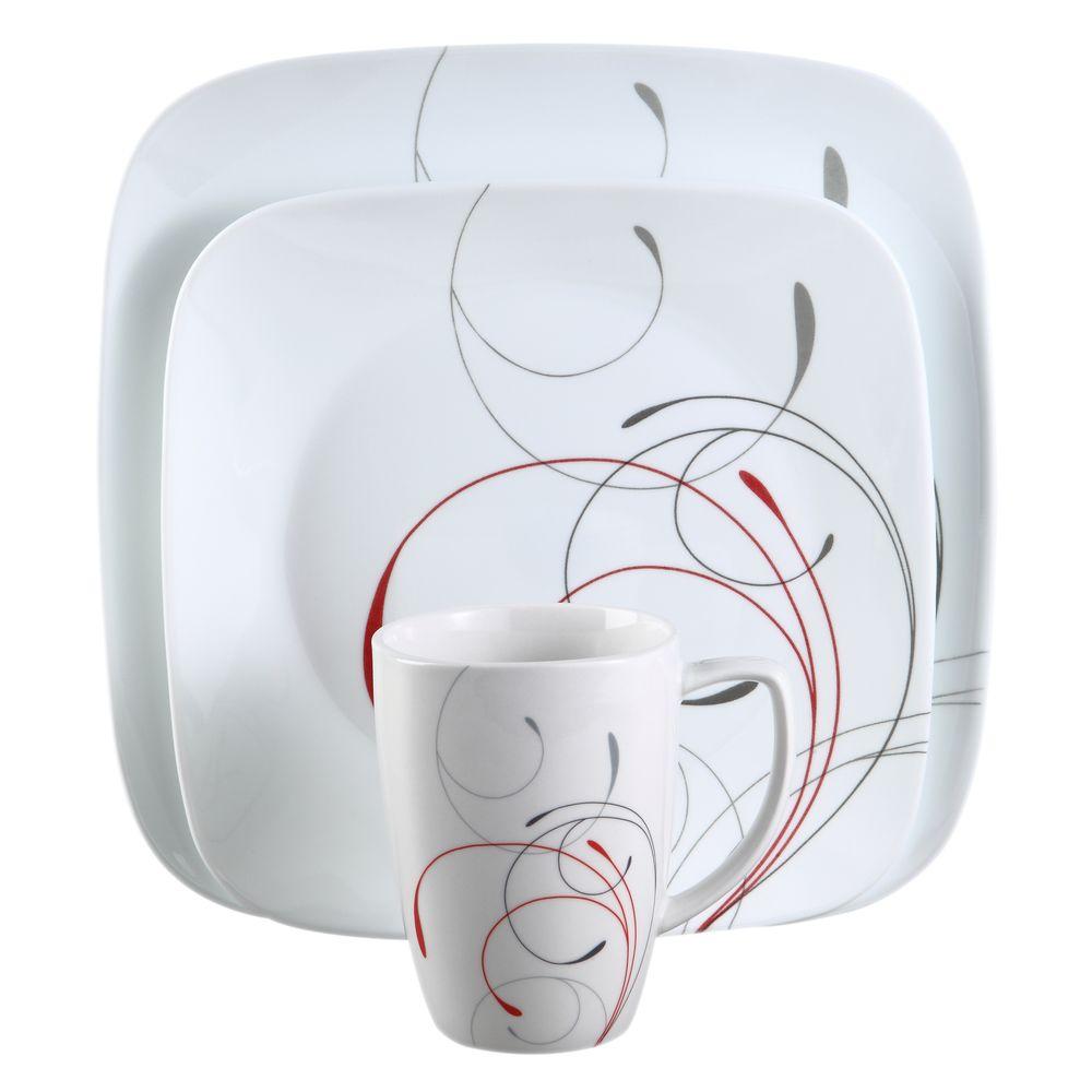 Splendor Dinnerware Set 16 Pieces Features Square Shapes With Rounded