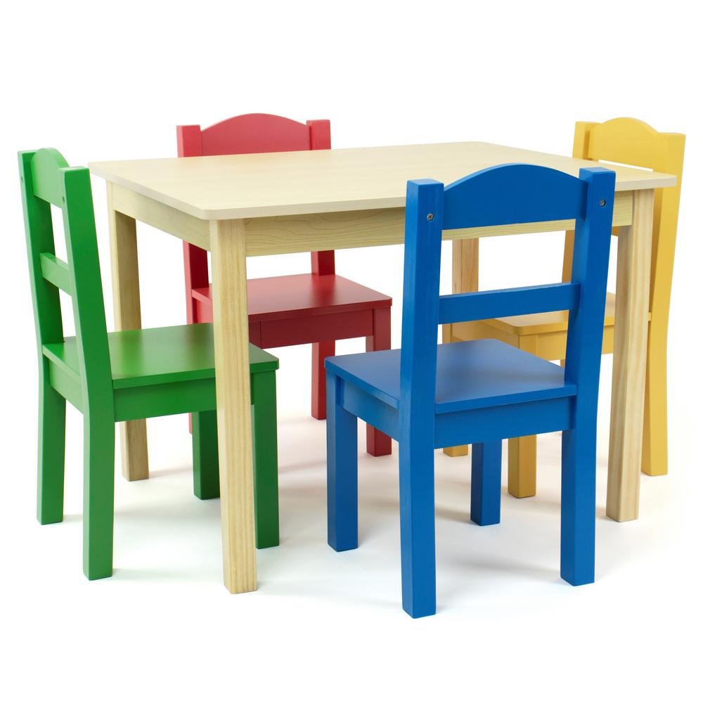Tot Tutors B1889662Kids 5 Piece Wood Table and Chair Set