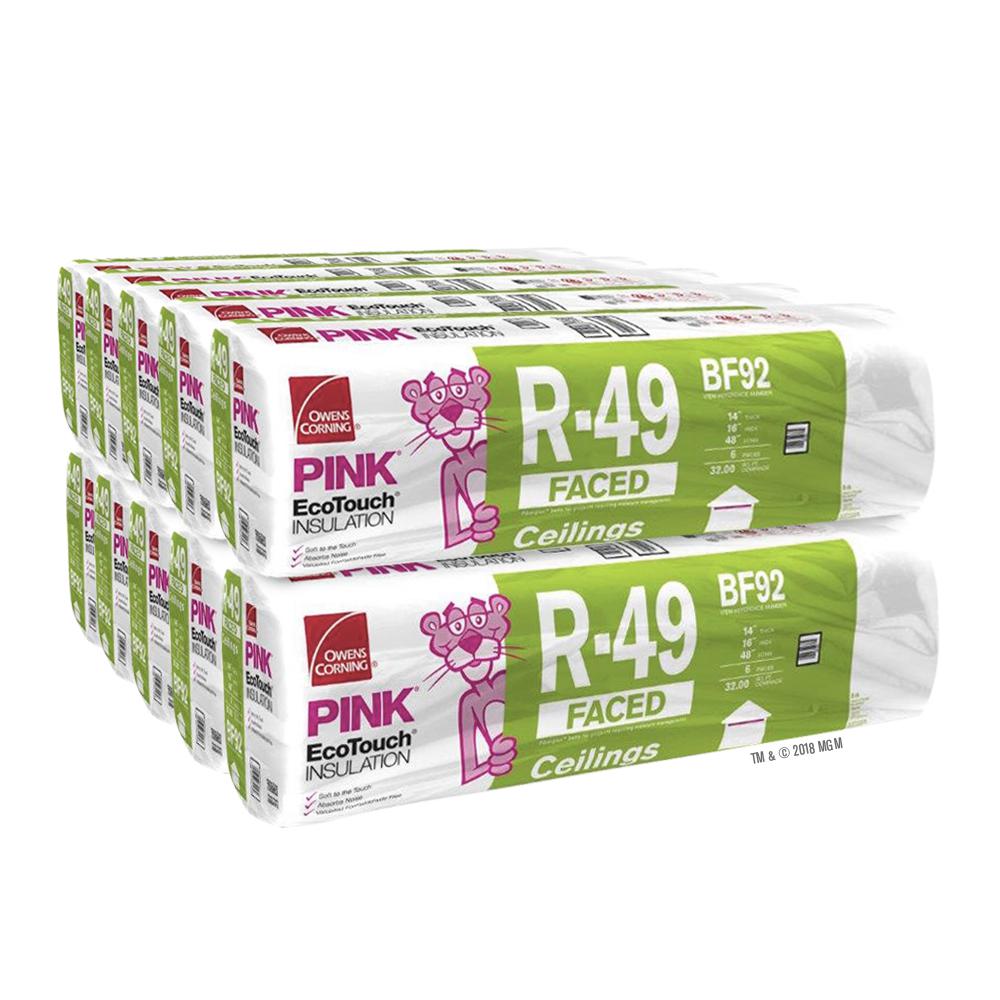 Owens Corning R 49 Ecotouch Pink Kraft Faced Fiberglass Insulation Batt 16 In X 48 In 10 Bags