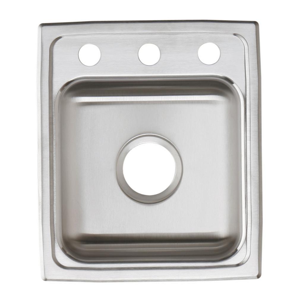 Elkay Ertone Drop In Stainless Steel 15 3 Hole Single Bowl Bar Sink Rous Highlighted Satin