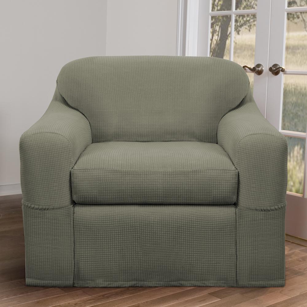 Maytex Reeves Stretch 2 Piece Moss Gray Chair Slipcover