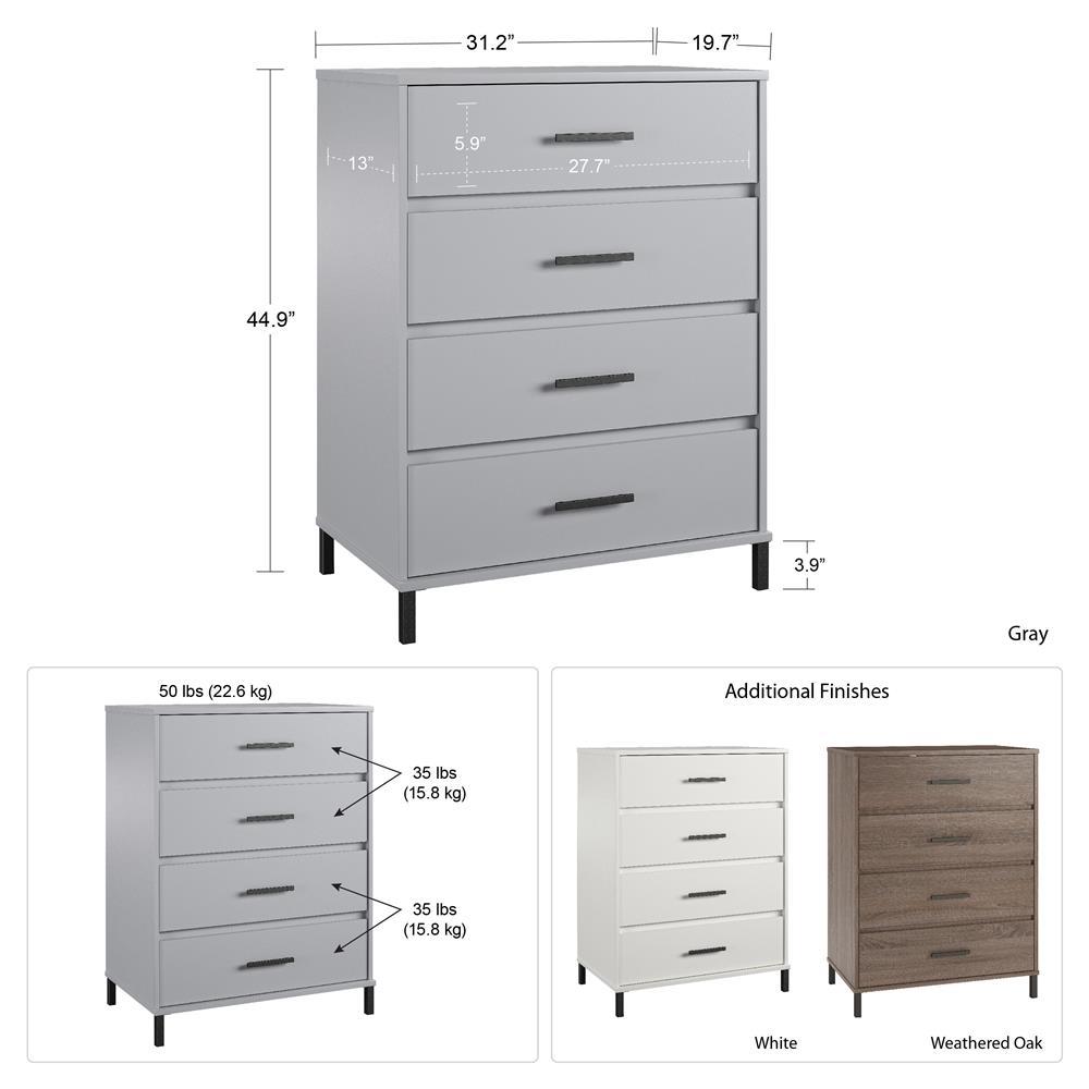Ameriwood Home Harmony 4 Drawer White Dresser 44 92 In H X 31 18