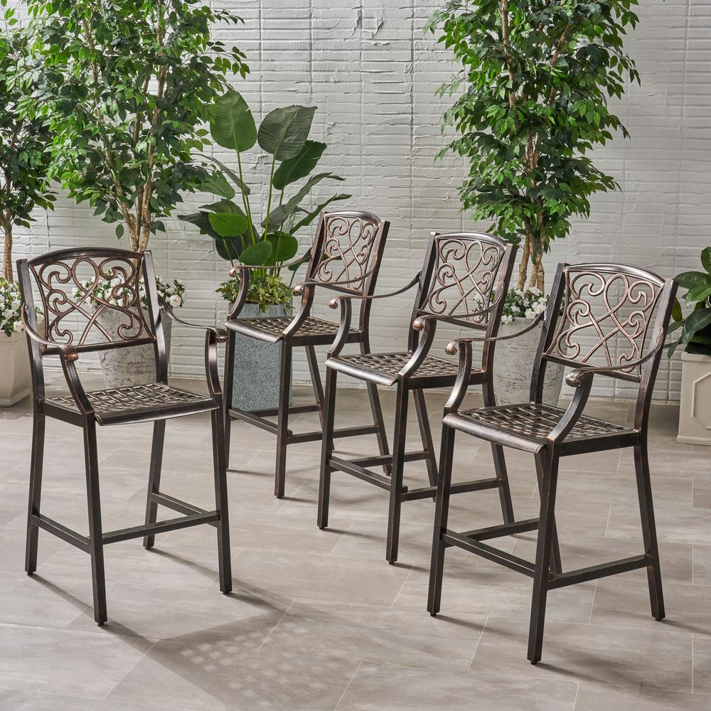 Noble House Delfina Stackable Wicker Outdoor Bar Stool (4Pack)66927 The Home Depot