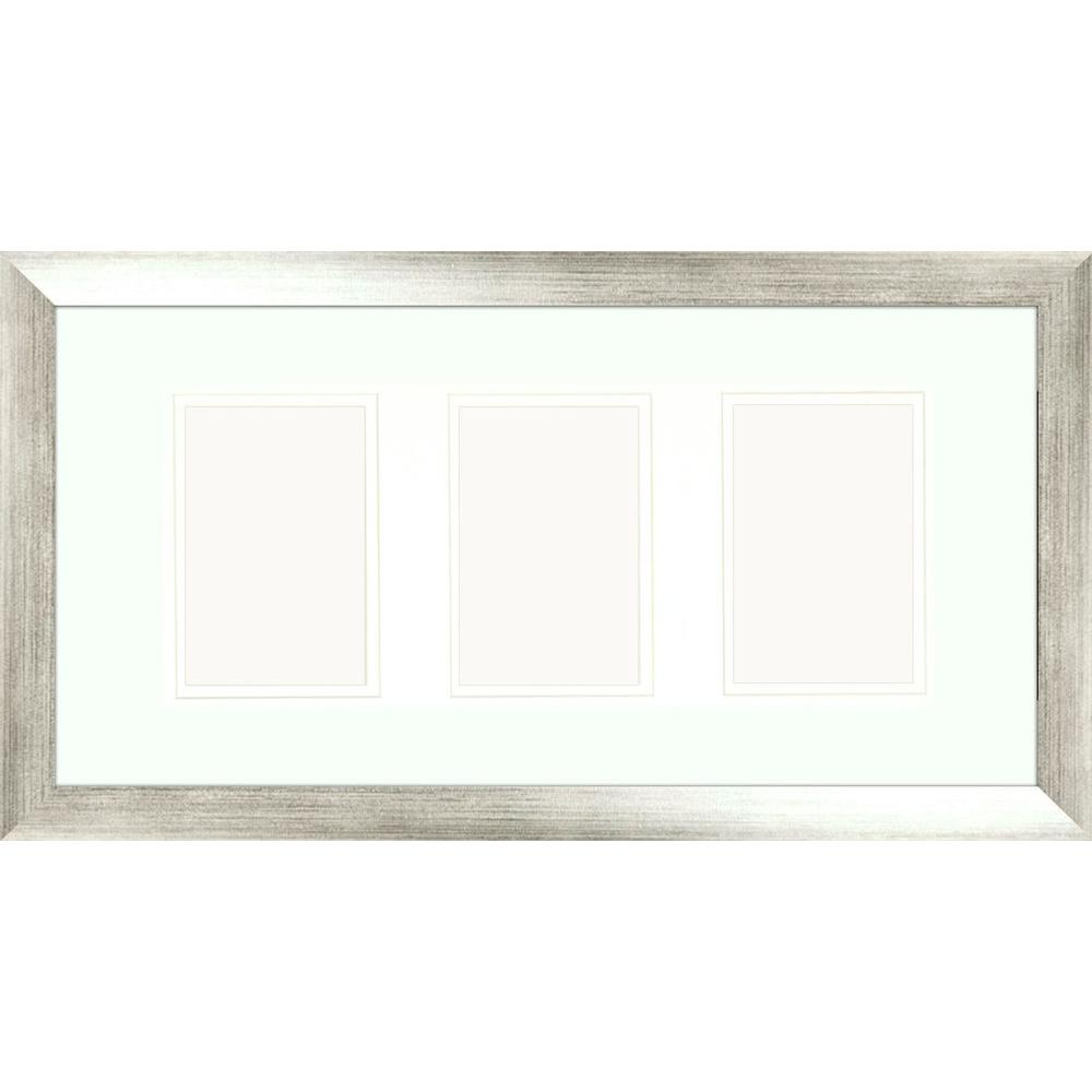 PTM Images 3Opening 4 in. x 6 in. Matted Silver Photo Collage Frame