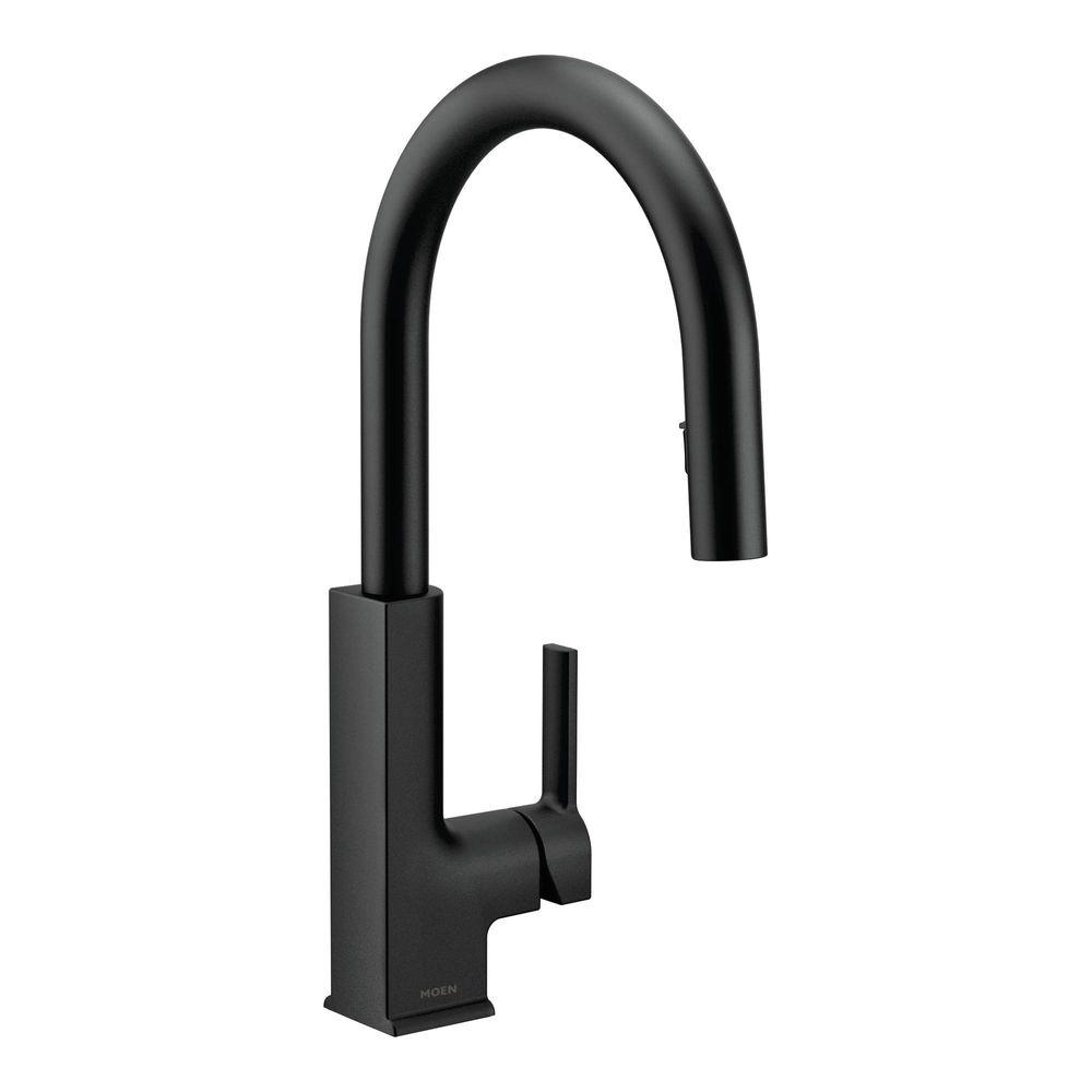 Moen Sto Single Handle Pull Down Sprayer Kitchen Faucet With Reflex In Matte Black S72308bl 