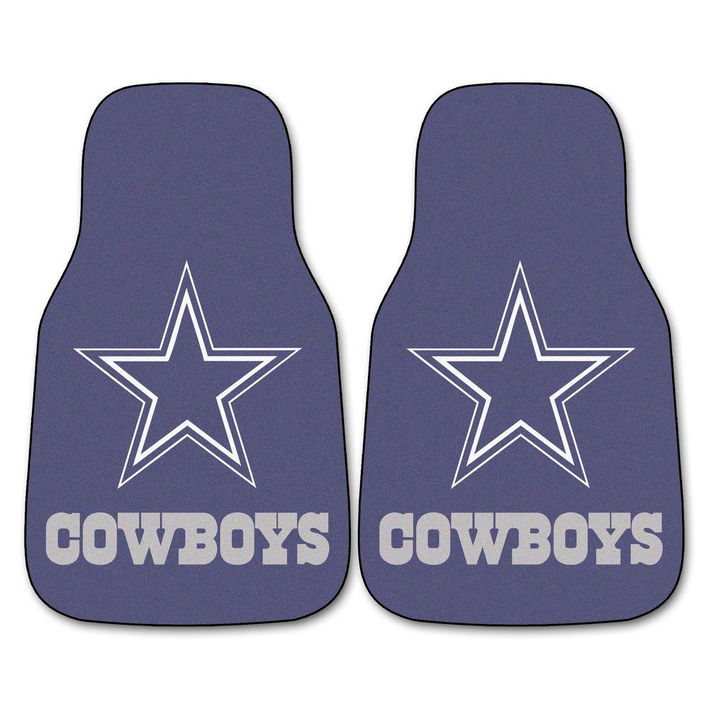 FANMATS Dallas Cowboys 18 in x 27 in 2 Piece Carpeted Car Mat