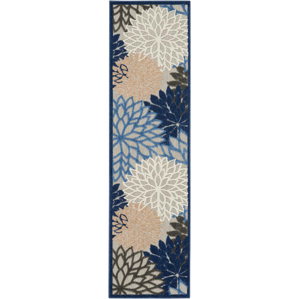 Nourison Aloha Patio Blue Multi Color 2 Ft 3 In X 10 Ft Runner