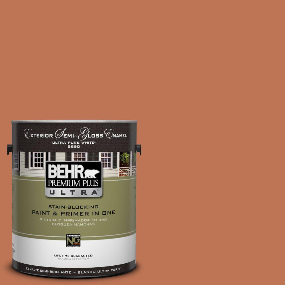 BEHR Premium Plus Ultra 1-Gal. #UL120-7 Moroccan Sky Semi-Gloss Enamel ...