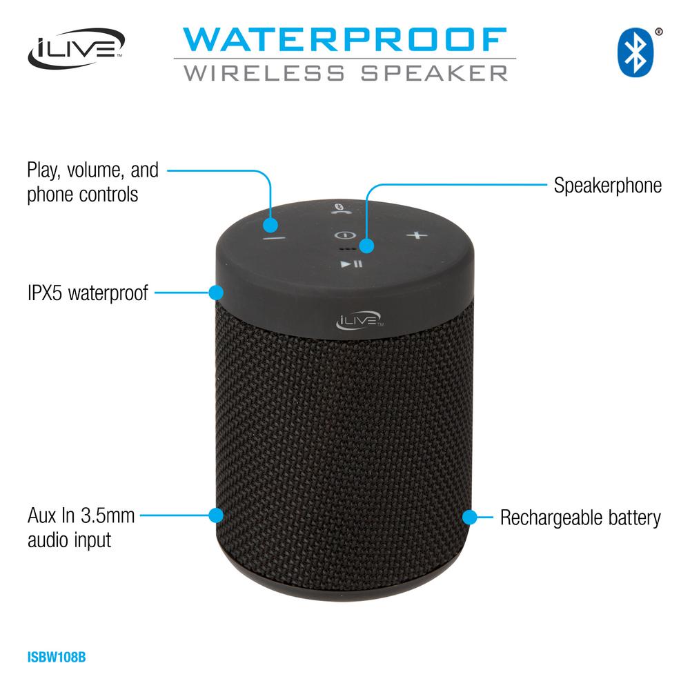 ilive bluetooth waterproof speaker
