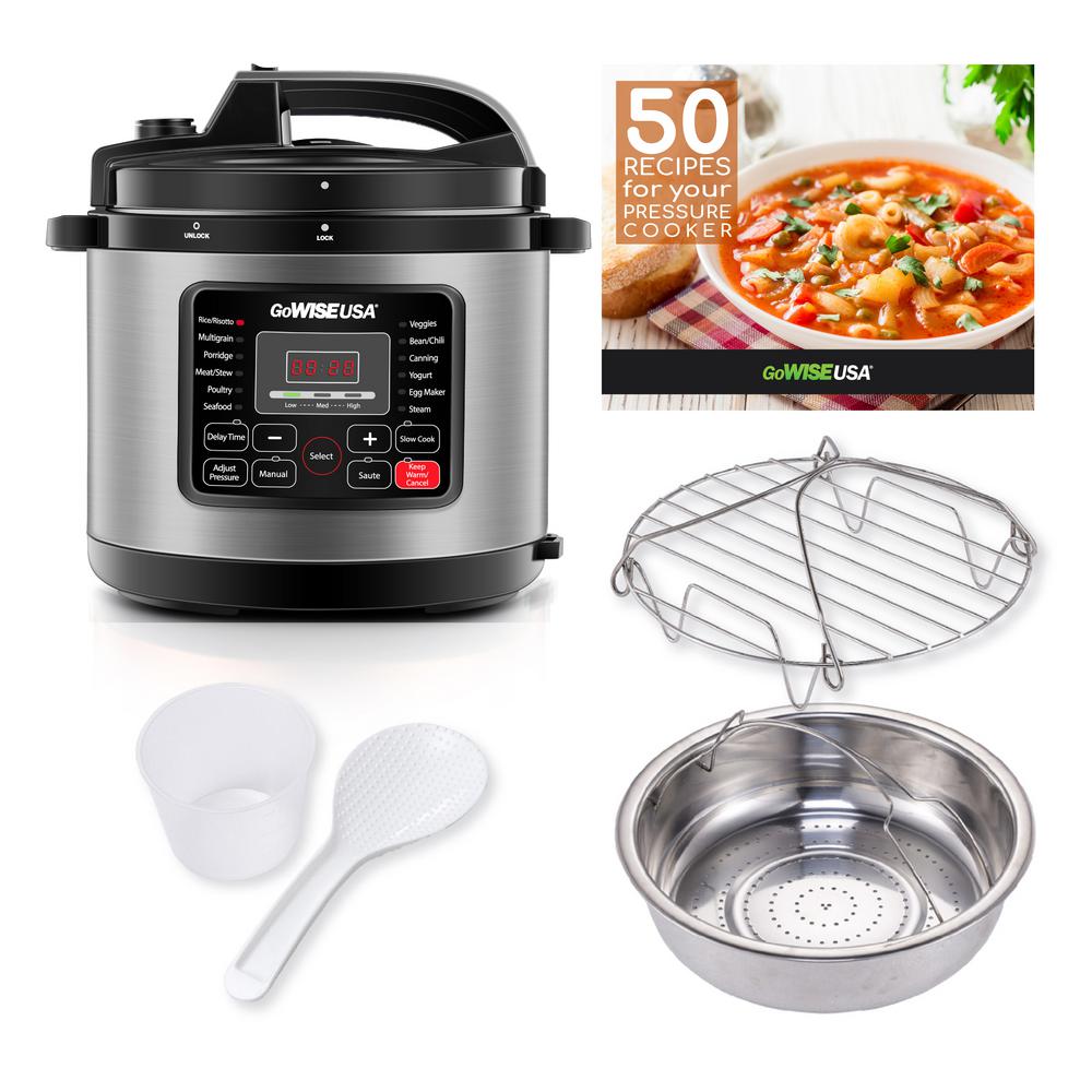 GoWISE USA 8 Qt. Stainless Steel Electric Pressure Cooker ...