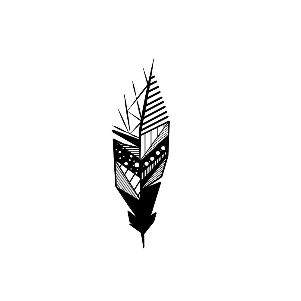 Geo Feather Black Modern Metal Wall Art