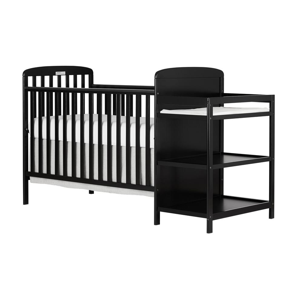 black crib and changing table