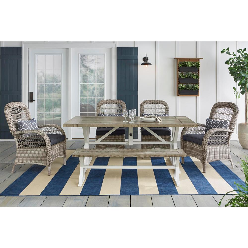 Hampton Bay Beacon Park 6 Piece Gray Wicker Outdoor Dining Set With Midnight Cushions Frs80937a Stg The Home Depot - Hampton Bay 6 Piece Patio Set Hampton Bay Beacon Park 6 Piece Gray Wicker Outdoor Dining Set With Midnight Cushions Frs80937a Stg The Home Depot - Hampton Bay 6 Piece Patio Set