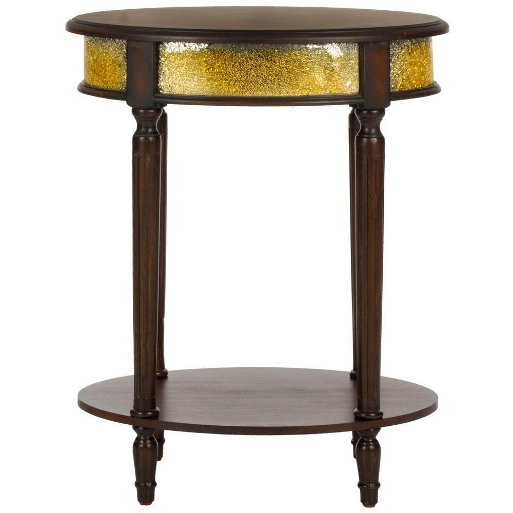 Safavieh Bernice Dark Brown Gold Side Table Amh4119a The Home Depot Safavieh Bernice Dark Brown Gold Side Table