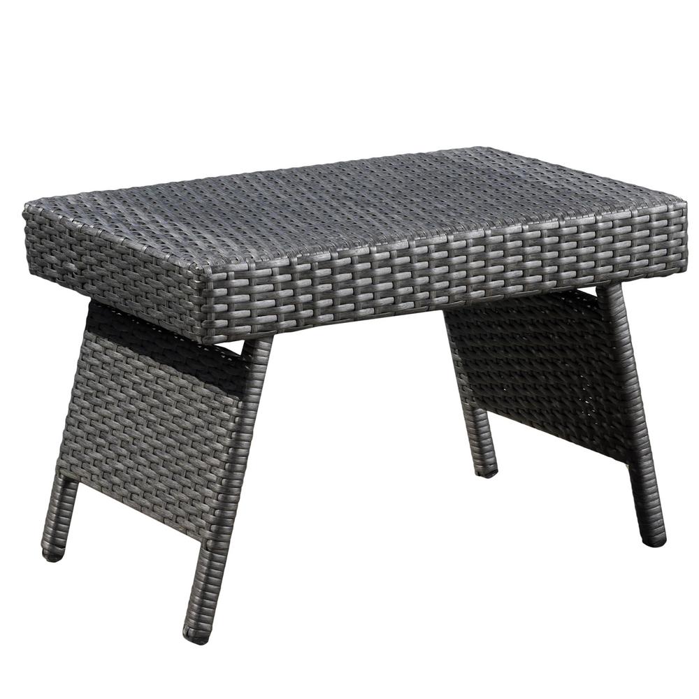 Noble House Aaron Grey Folding Wicker Outdoor Side Table 7409 The Home Depot