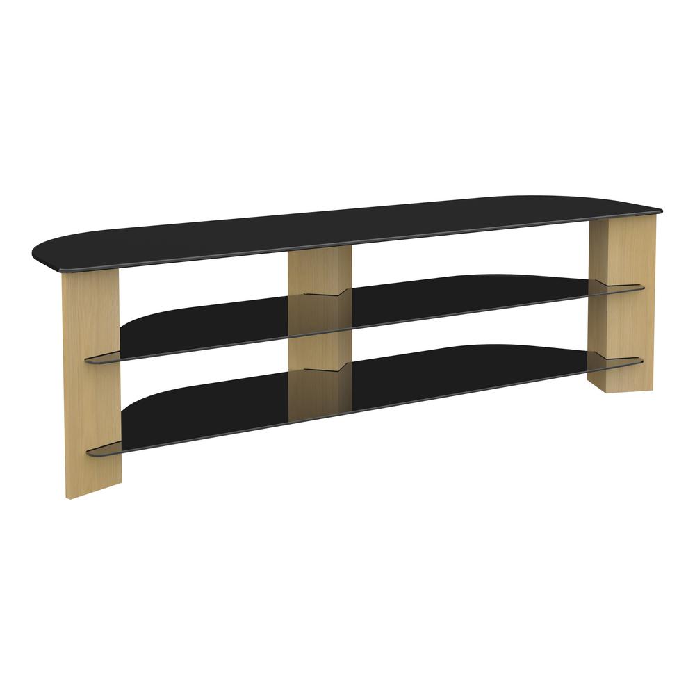 Avf Oak And Black Glass For Up To 75 Corner Tv Stand Fs1500varob
