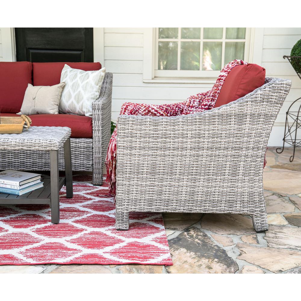 Leisure Made Marietta 4 Piece Wicker Patio Conversation Set With Red Cushions 906420 Red The Home Depot