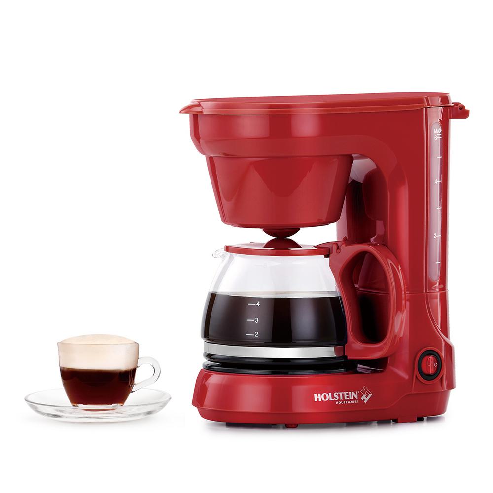 HOLSTEIN HOUSEWARES 650Watt Red 5 Cup Coffee MakerHH0914701R The