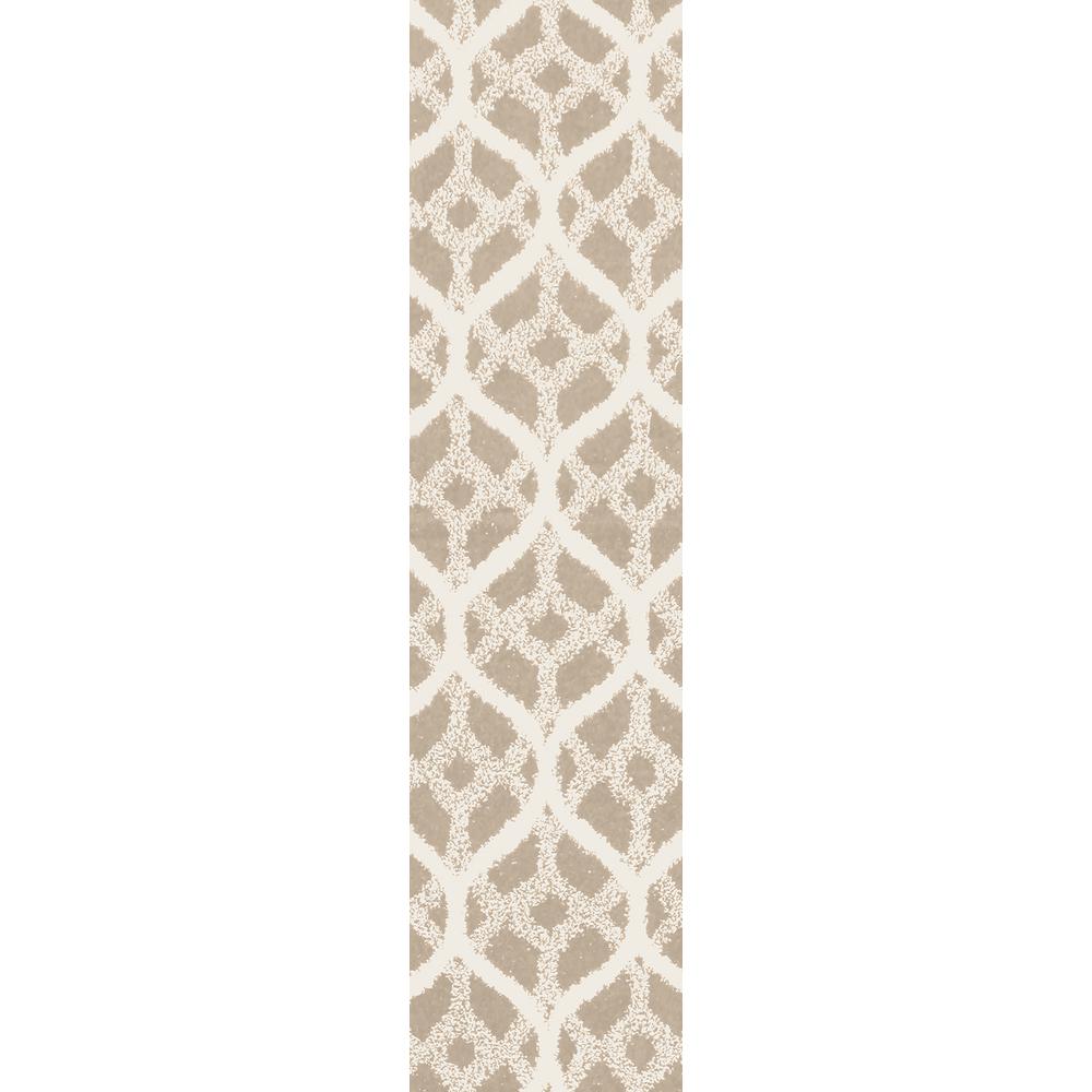 Unbranded Remus Light Taupe/Off White 2 ft. x 5 ft. Runner Rug-SAN2460 ...