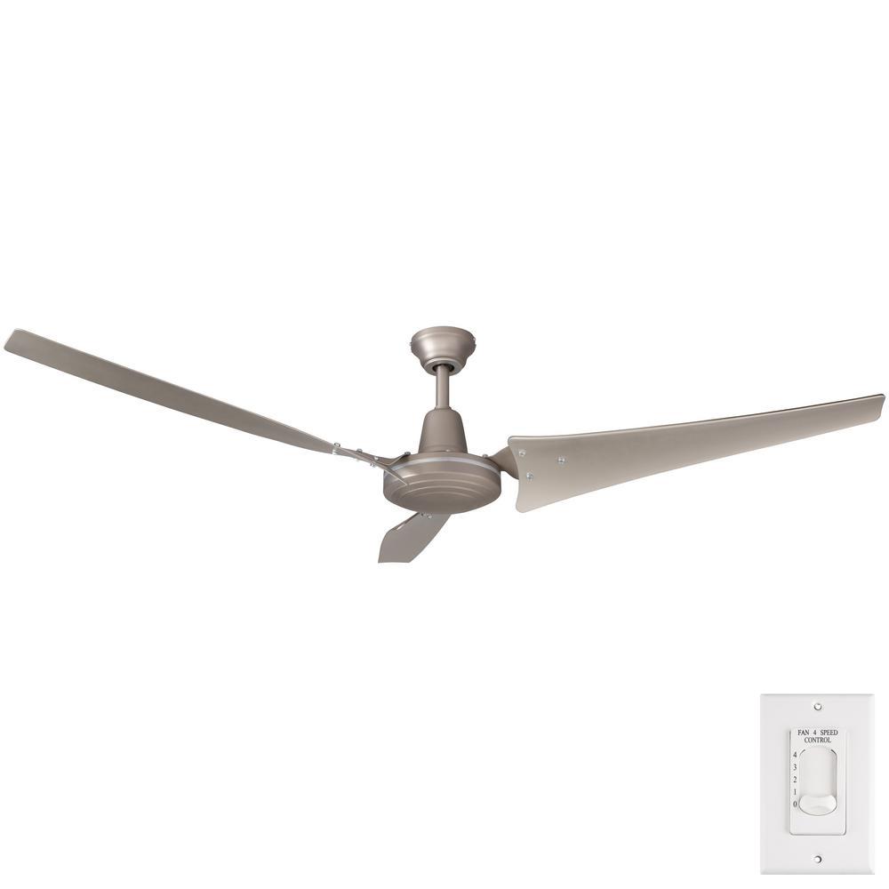 Hampton Bay Industrial 60 In Indoor Brushed Steel Ceiling Fan With Wall Control