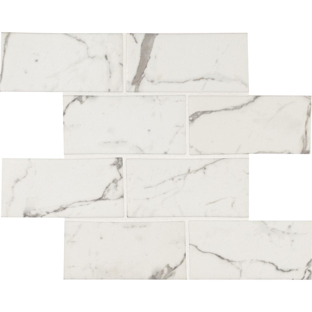 Msi Statuario Celano 11 61 In X 11 61 In X 8mm Glass Mesh