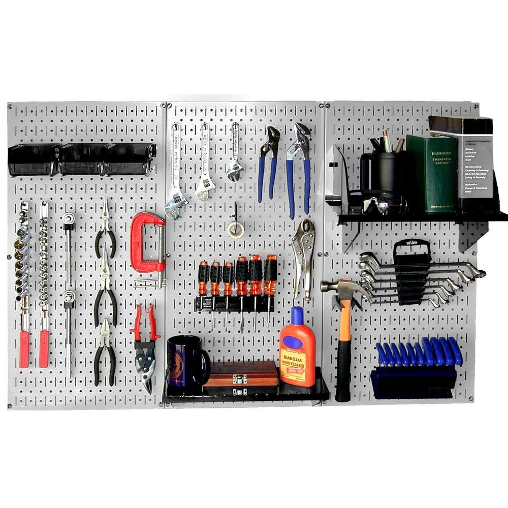 Pegboard Pack Garage Wall Organizer Storage Hook Hanger Tool Board Shop Kitchen