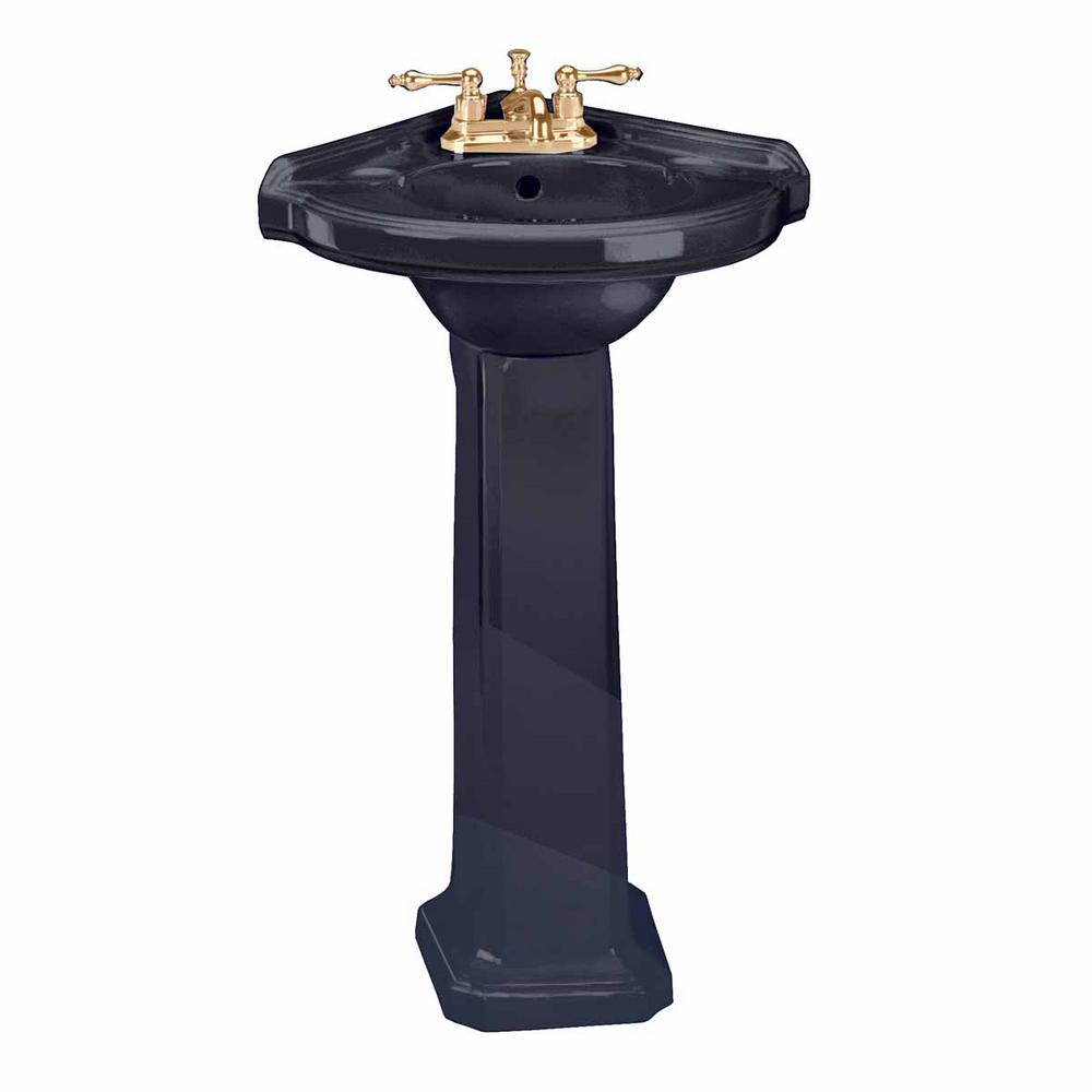 Renovators Supply Manufacturing Portsmouth 22 In Corner Pedestal Bathroom Sink In Black With Overflow 10858 The Home Depot