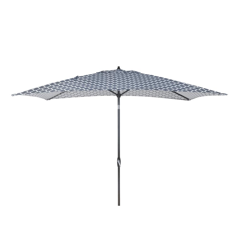 Hampton Bay 10 Ft X 6 Ft Aluminum Market Patio Umbrella In Midnight Trellis 9106 01448200 The Home Depot