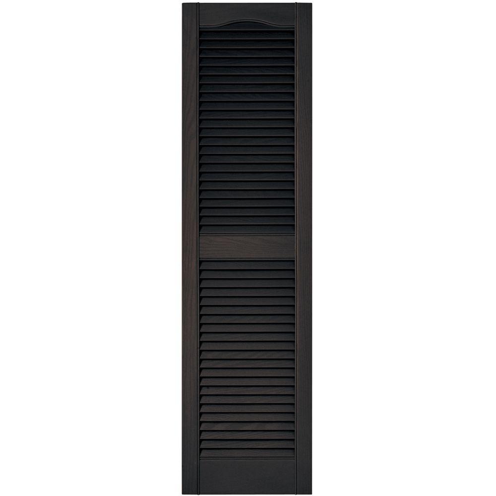 Builders Edge 15 in. x 55 in. Louvered Vinyl Exterior Shutters Pair in