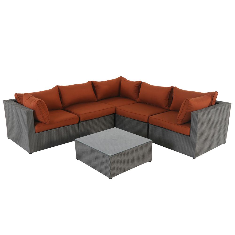 Metal Patio Furniture Recently Added Outdoor Sectionals Becket 6 Piece Wicker Outdoor Sectional With Red Cushions