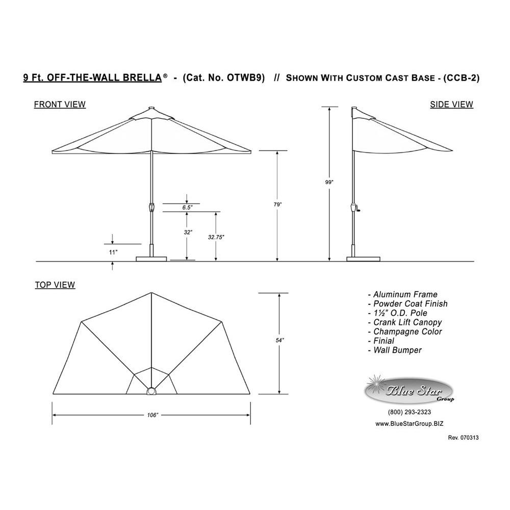 sunbrella half wall umbrella