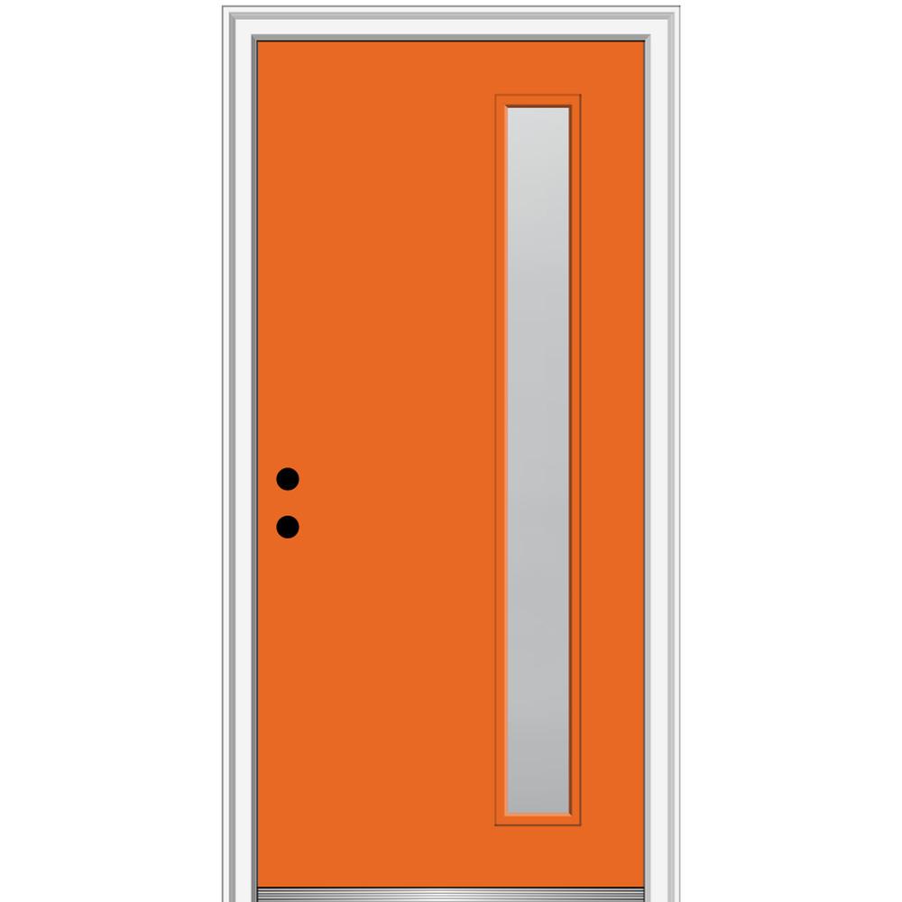 Mmi Door 36 In X 80 Viola Right Hand Inswing 1 Lite Frosted Glass Painted Steel Prehung Front On 6 9 16 Frame