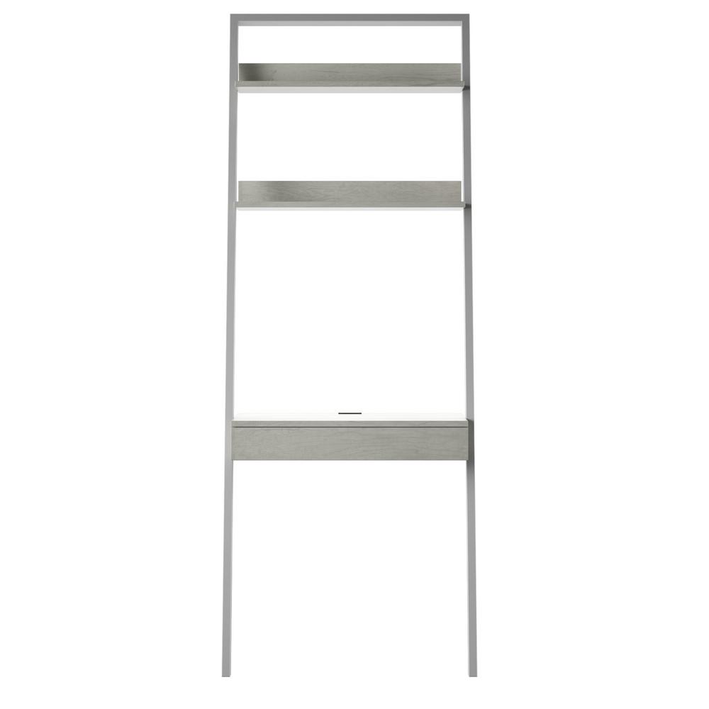 Twin Star Home 30 in. Rectangular Fairfox Oak Wood 2-Shelves Ladder Desk with Power, Fairfax Oak