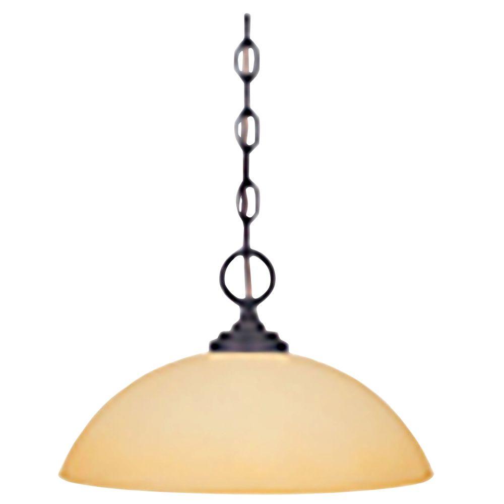 Designers Fountain Marbella 1 Light Oil Rubbed Bronze Mounted Down Pendant With Satin Bisque Glass Shade