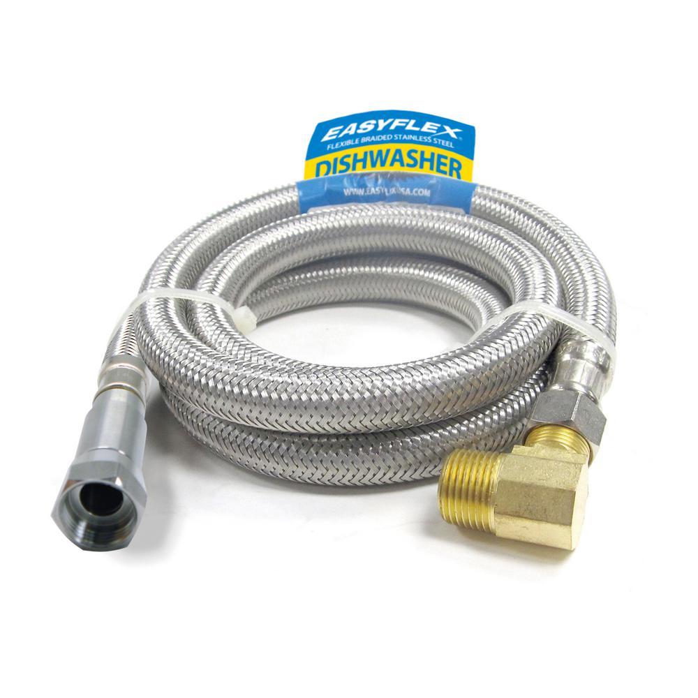 EasyFlex SafeFlow Stainless Steel Braided Dishwasher Connector, 3/8 in