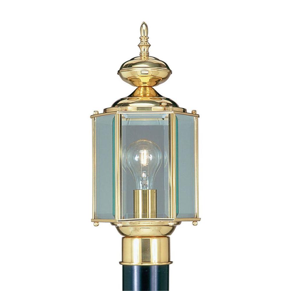 Brass Post Lighting Outdoor The Home Depot Providence 1 Light Outdoor Polished Brass Incandescent Post Lantern