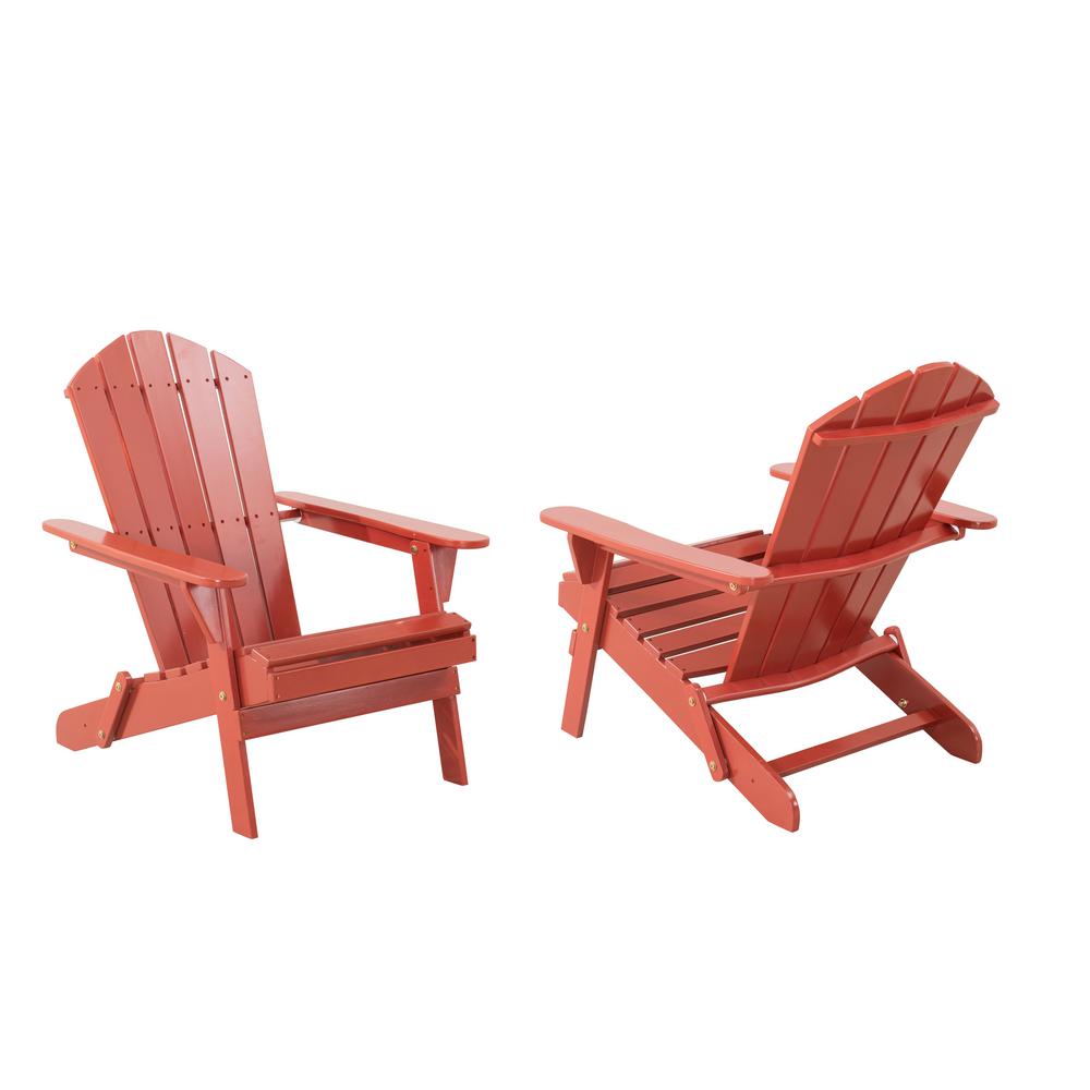 Hampton Bay Classic Chili Red Folding Wooden Adirondack Chair (2-Pack