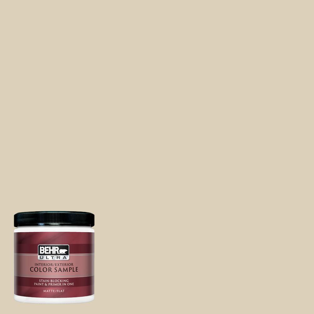 Behr Ultra 8 Oz Bwc 26 Stucco Tan Matte Interior Exterior Paint And Primer In One Sample