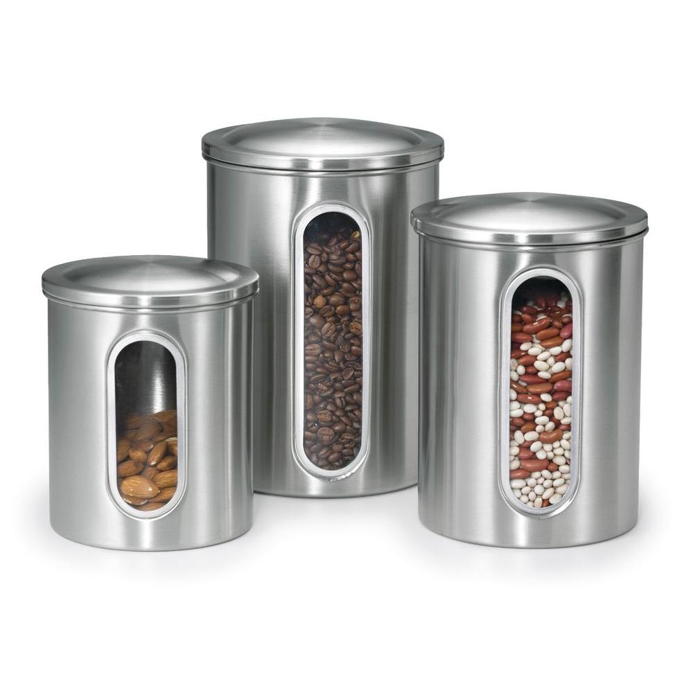 Polder Stainless Steel Canister Set (3-Piece)-3346-75RM - The Home Depot