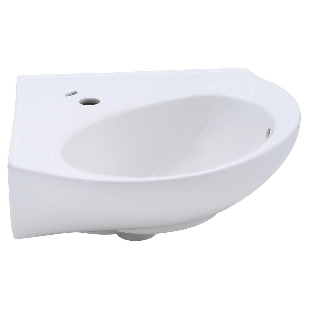Cornice Corner Wall Mount Bathroom Sink In White