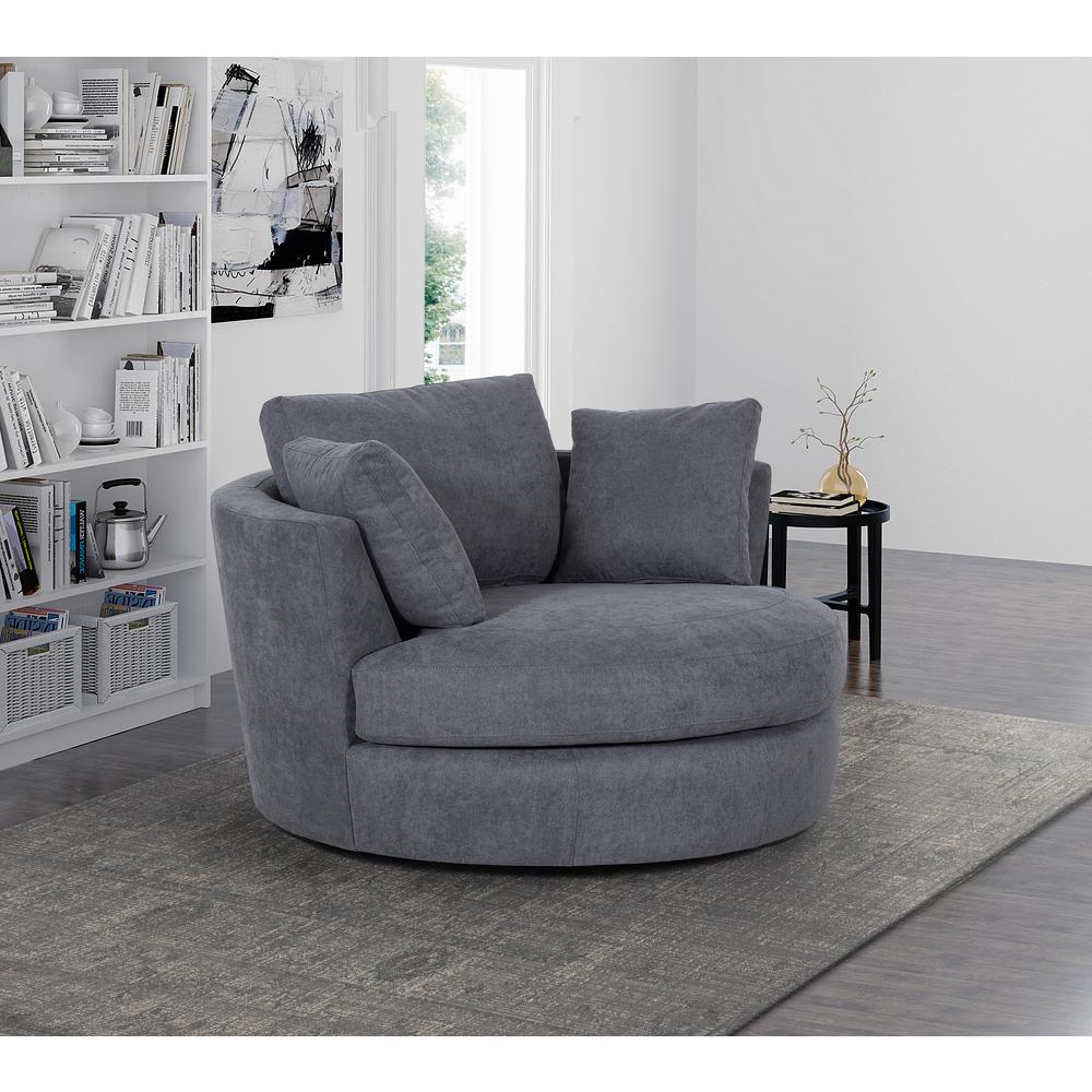 Boyel Living 54 In Dark Gray Charcoal Fabric Swivel With Toss Pillows Round Barrel Chair Accent Chair Wf Hfsm 187c The Home Depot