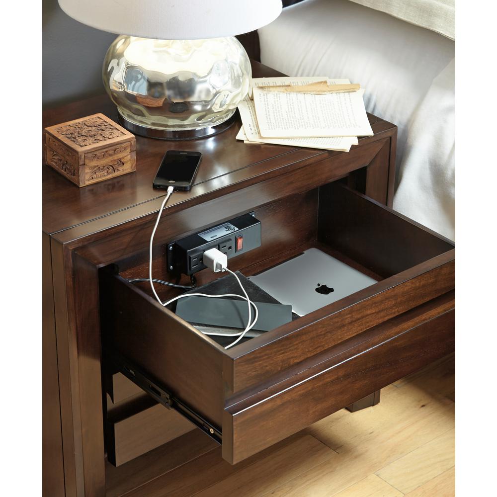 Unbranded Element 2 Drawer With Charging Station Chocolate Brown Nightstand 22 In H X 26 In W X 16 In D 4g2281p The Home Depot