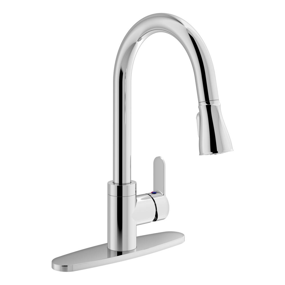 Symmons Identity Single Handle Pull Down Sprayer Kitchen Faucet With Deck Plate In Chrome S 6710 Pd Dp 1 5 The Home Depot